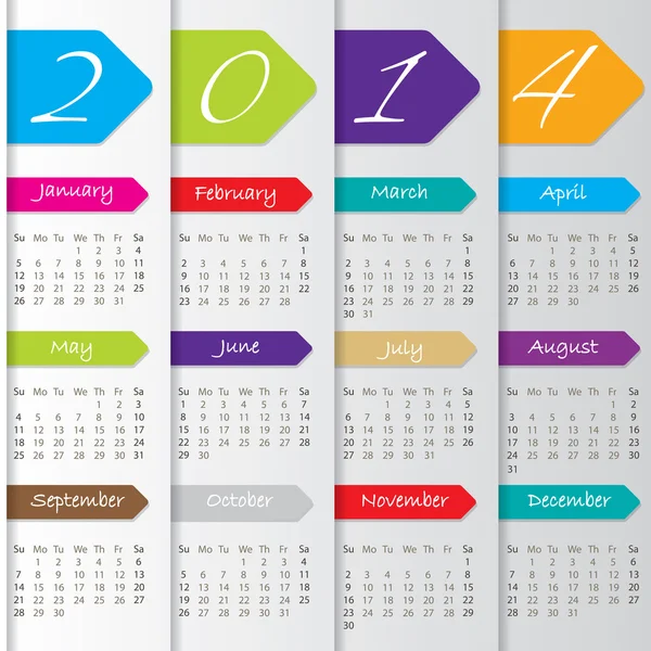 Diseño del calendario de flechas para 2014 — Archivo Imágenes Vectoriales