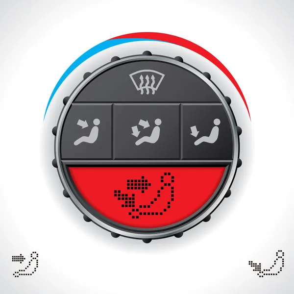 Control multifuncional del clima del coche con pantalla roja — Vector de stock