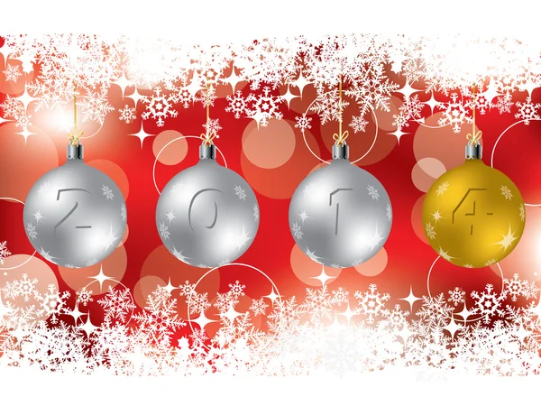 2014 decoraciones en el saludo de Navidad roja — Vector de stock