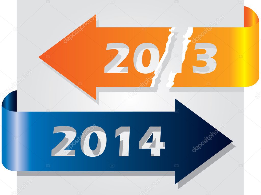 Old year vs new year illustrated with arrows