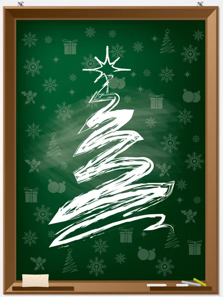 Árbol de Navidad de tiza en pizarra — Vector de stock