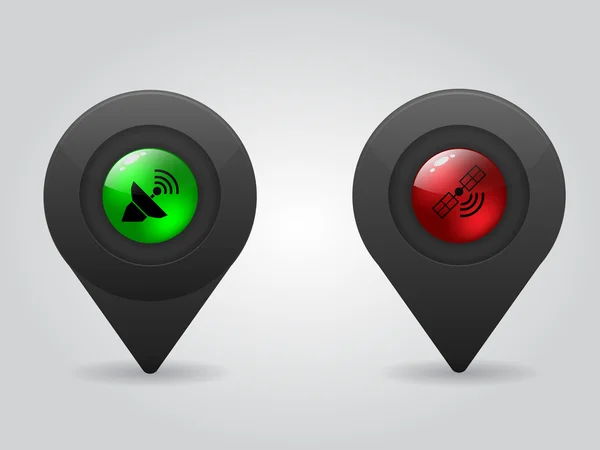 Cool pointeurs GPS avec symbole de réseau — Image vectorielle