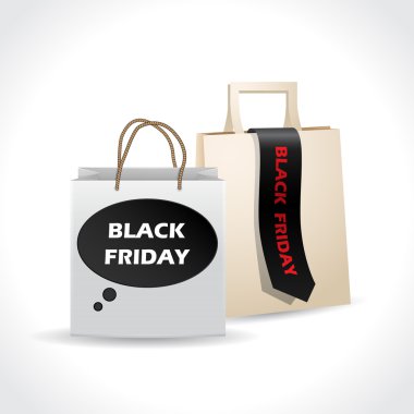 Beyaz arka planda siyah Cuma paperbags