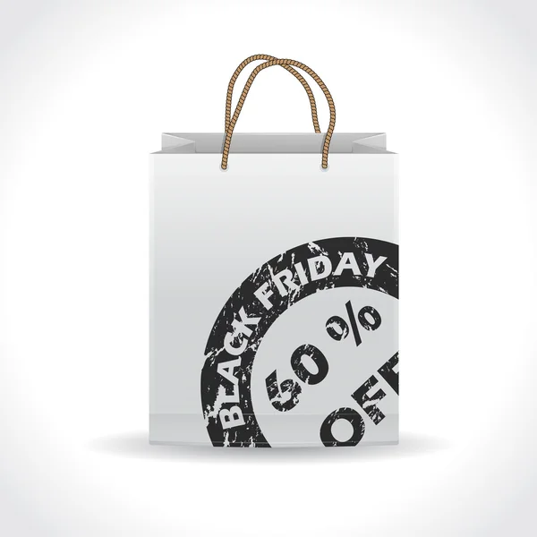 Black friday shopping bag with grunge stamp — Stock Vector