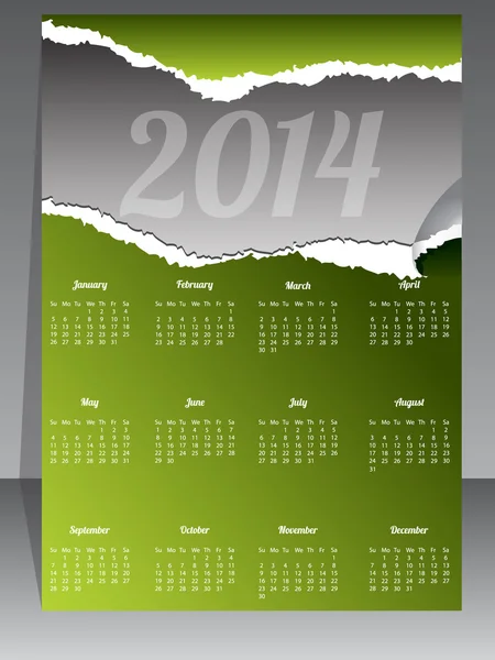 Ripped календар дизайн для 2014 року — Stock Vector