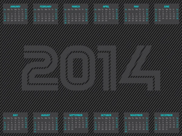 Randig 2014 kalender design — Stock vektor