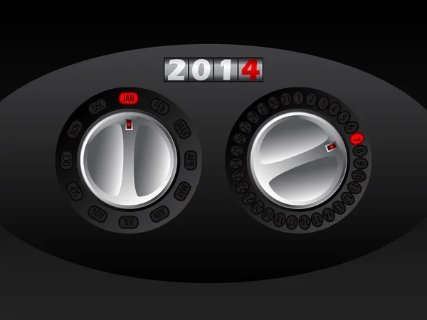 2014 calendario con botones de coche girables — Vector de stock