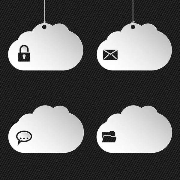 Cloud network icons on black background — Stock Vector