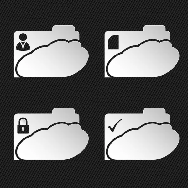 Cloud network folder icons on black — Stock Vector