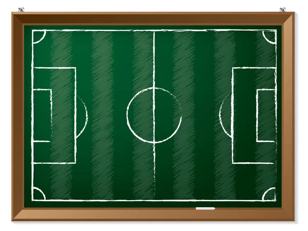 Voetbalveld getrokken op schoolbord — Stockvector