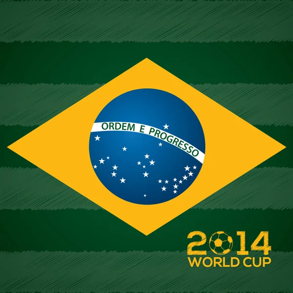 Plakatentwurf mit Brasilien-Fahne und WM-Text 2014 — Stockvektor