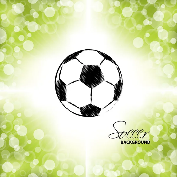 Bola de futebol no fundo verde e branco — Vetor de Stock