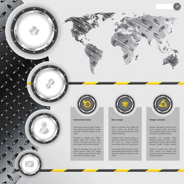 Conception de site Web avec des éléments industriels et métalliques — Image vectorielle