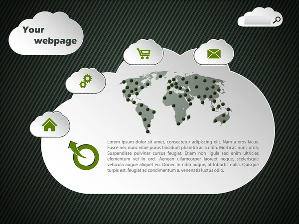 Cloud réseau inspiré conception de site Web avec carte du monde — Image vectorielle