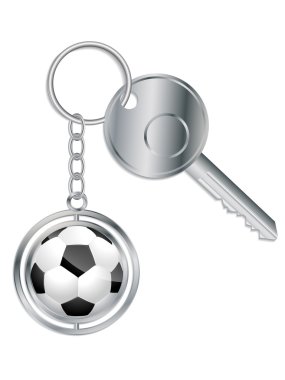 Futbol topu ait ile metalik anahtar 