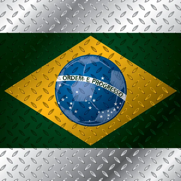 Abstrakte brasilianische Flagge auf metallischem Teller — Stockvektor