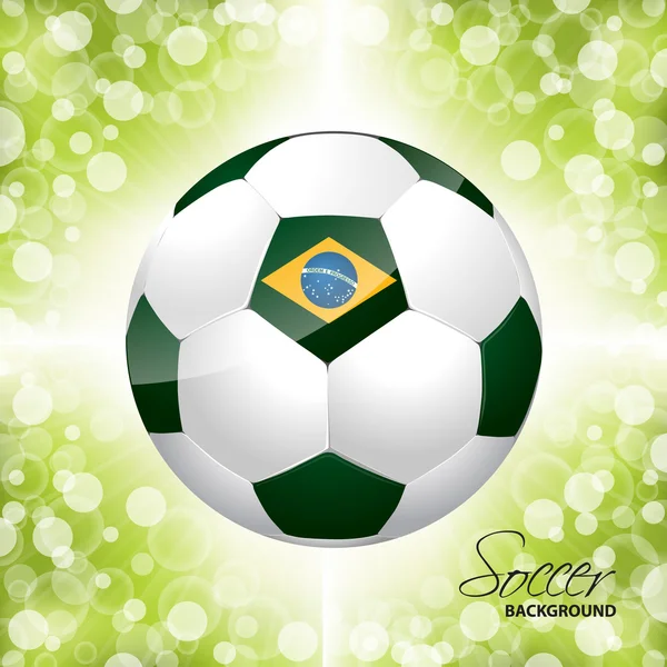Cartel de pelota de fútbol con fondo verde — Vector de stock