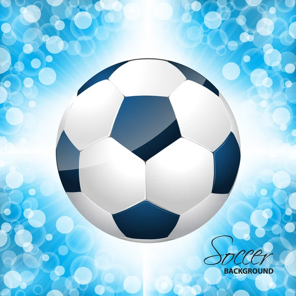 Cartel de pelota de fútbol con fondo azul — Archivo Imágenes Vectoriales