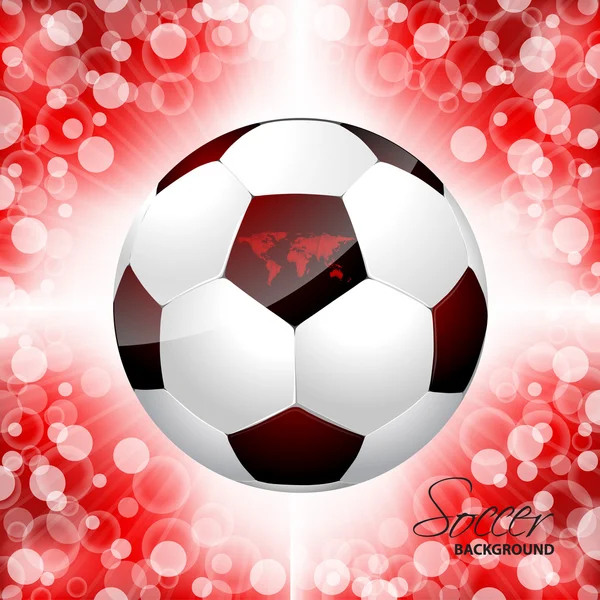 Cartaz de bola de futebol com fundo vermelho — Vetor de Stock