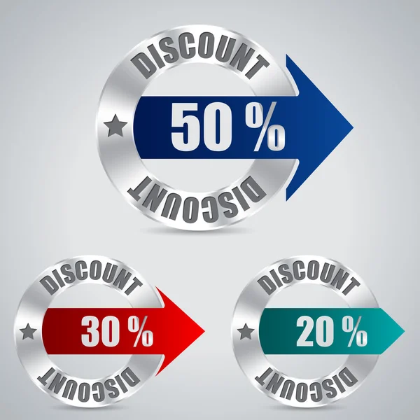 Metallic discount badge set — Stock Vector