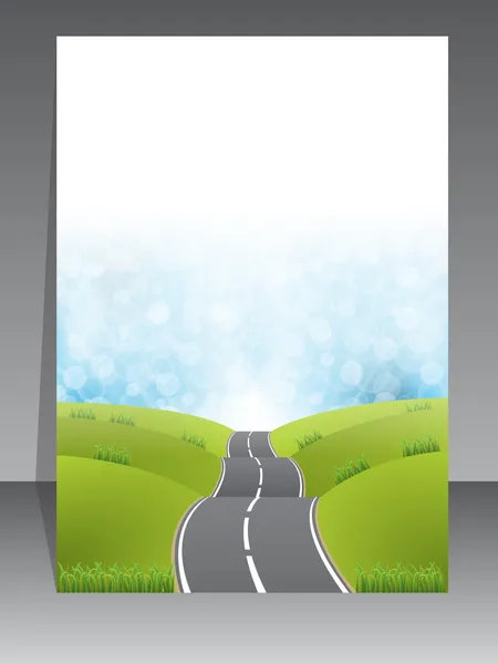 Desain brosur abstrak dengan latar belakang jalan - Stok Vektor