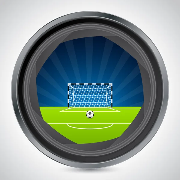Terrain de football vu à travers l'obturateur de caméra — Image vectorielle