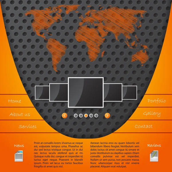 Modèle de site Web cool avec fond pointillé et carte du monde — Image vectorielle