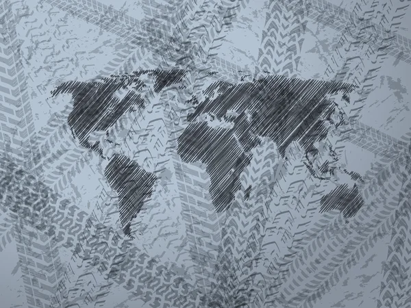 Arka plan ile keşfedilmiş Dünya Haritası — 스톡 벡터
