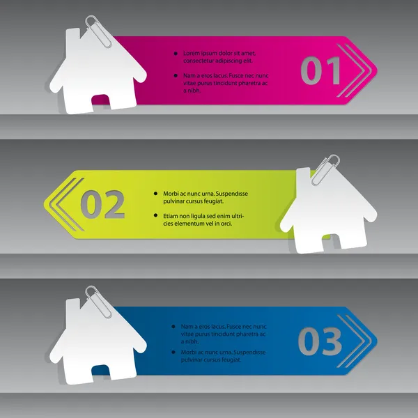 Design infografico con etichette di casa — Vettoriale Stock