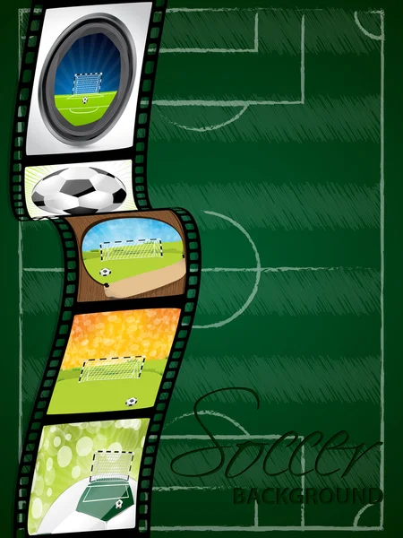 Film strip with soccer field — Stock Vector