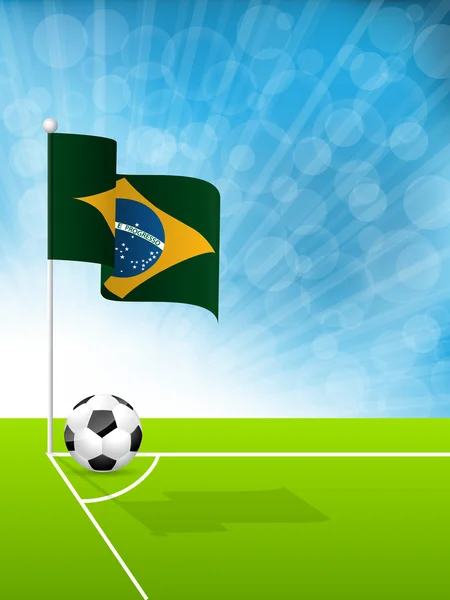 サッカー ボールとブラジルの国旗 — ストックベクタ