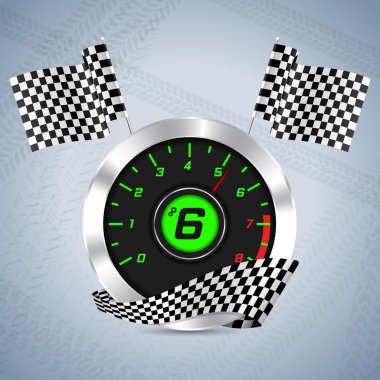 Rev counter with checkered flag clipart