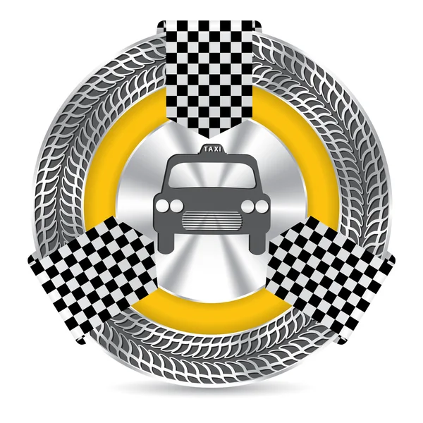Metalen taxi badge design met tire tread — Stockvector