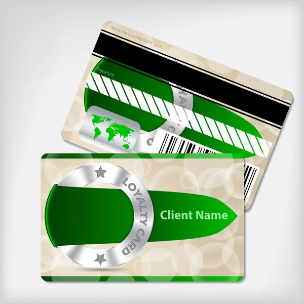 Diseño de tarjeta de fidelidad con cinta verde — Archivo Imágenes Vectoriales