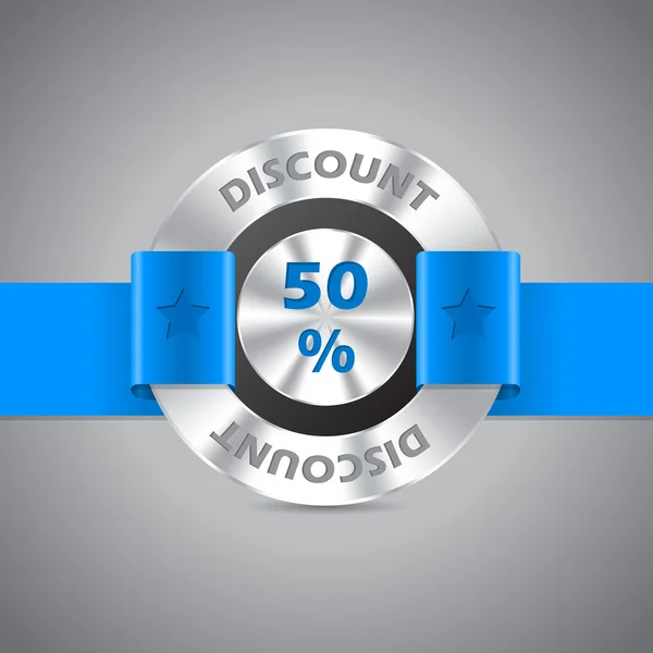 50 percent discount sale metallic badge — Stock Vector