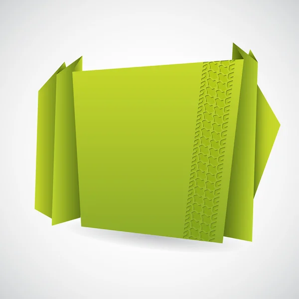 Papier origami vert avec piste de pneu — Image vectorielle