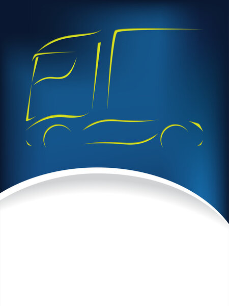 Truck silhouette design on blue background