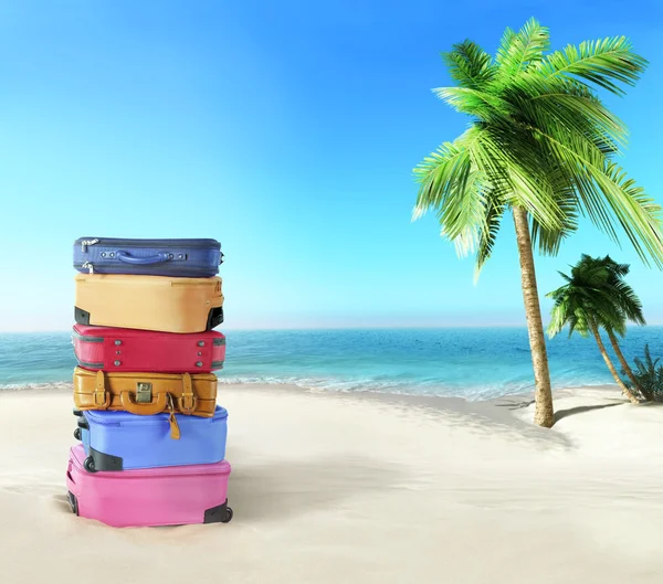 Luggage on the beach Royalty Free Stock Images