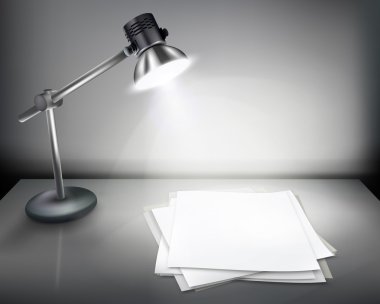 Desk with lamp. clipart