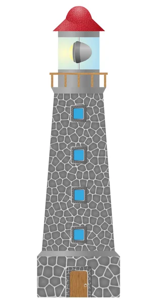 Oude vuurtoren gebouwd in stonel vectorillustr — Stockvector