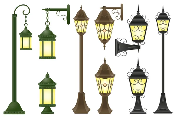 Définir illustration vectorielle de lampadaire — Image vectorielle