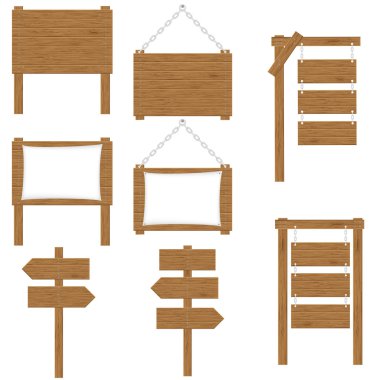 Wooden boards signs vector illustration