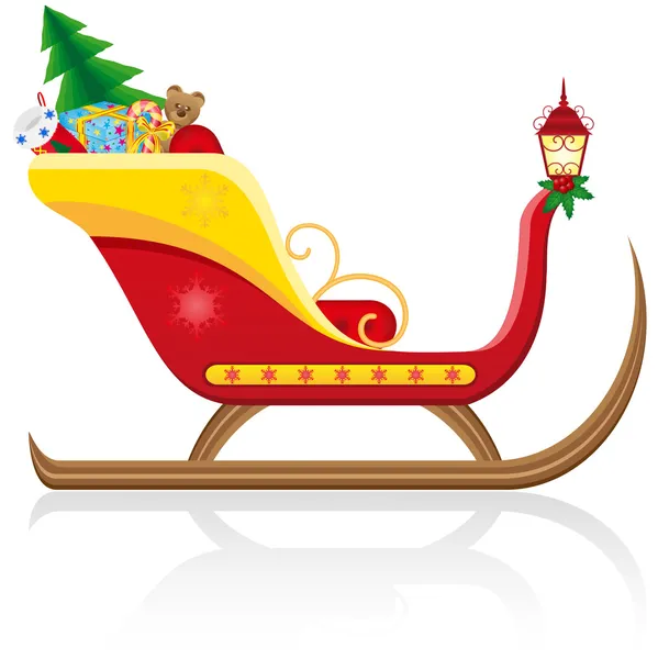 Trineo de Navidad de Santa Claus con regalos vector ilustración — Archivo Imágenes Vectoriales