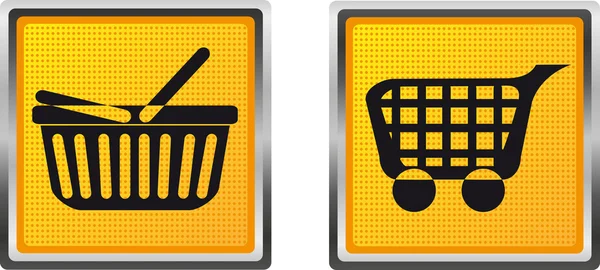 Ikony zakupy koszyka i wózek do projektowania wektorowego — Wektor stockowy