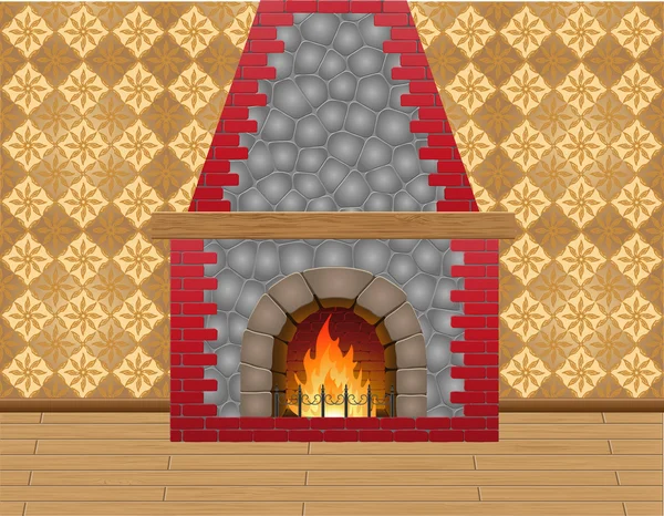 暖炉ルーム — ストックベクタ