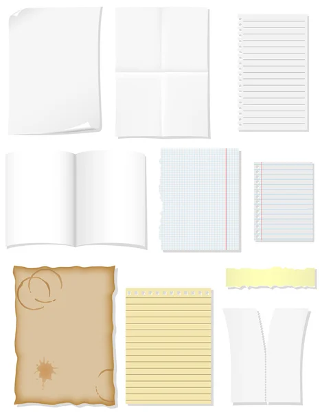 Conjunto de folhas de papel em branco para ilustração vetorial de projeto —  Vetores de Stock