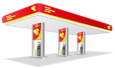 Araba benzin istasyonu vektör çizim