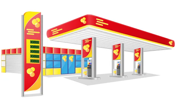 Auto benzine station vectorillustratie — Stockvector