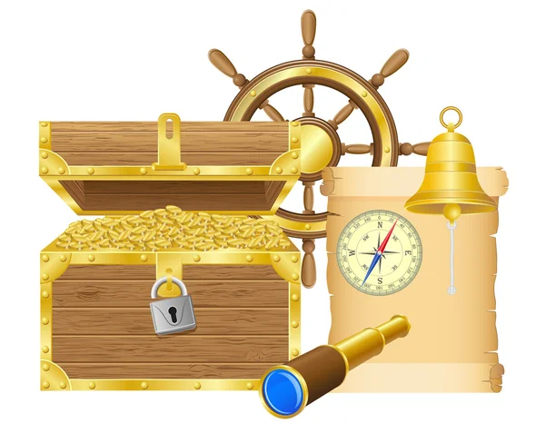 Antique treasure chest vector illustration — Stock Vector