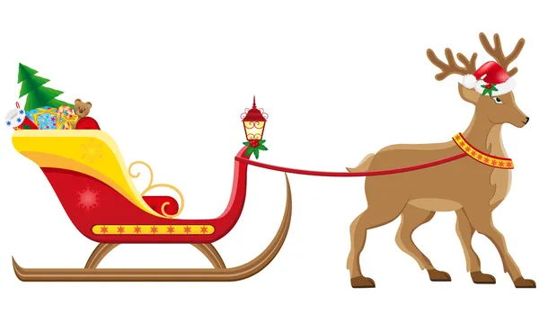 Christmassanta sleigh with reindeer illustration — Stock Photo, Image